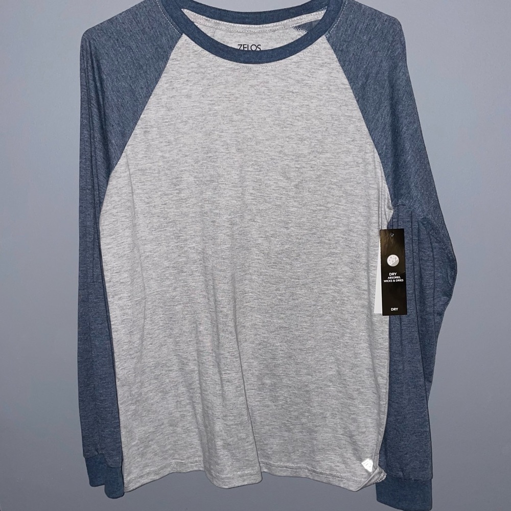 Zelos, Boys Youth XL, Grey with Heather Blue Long-sleeves
